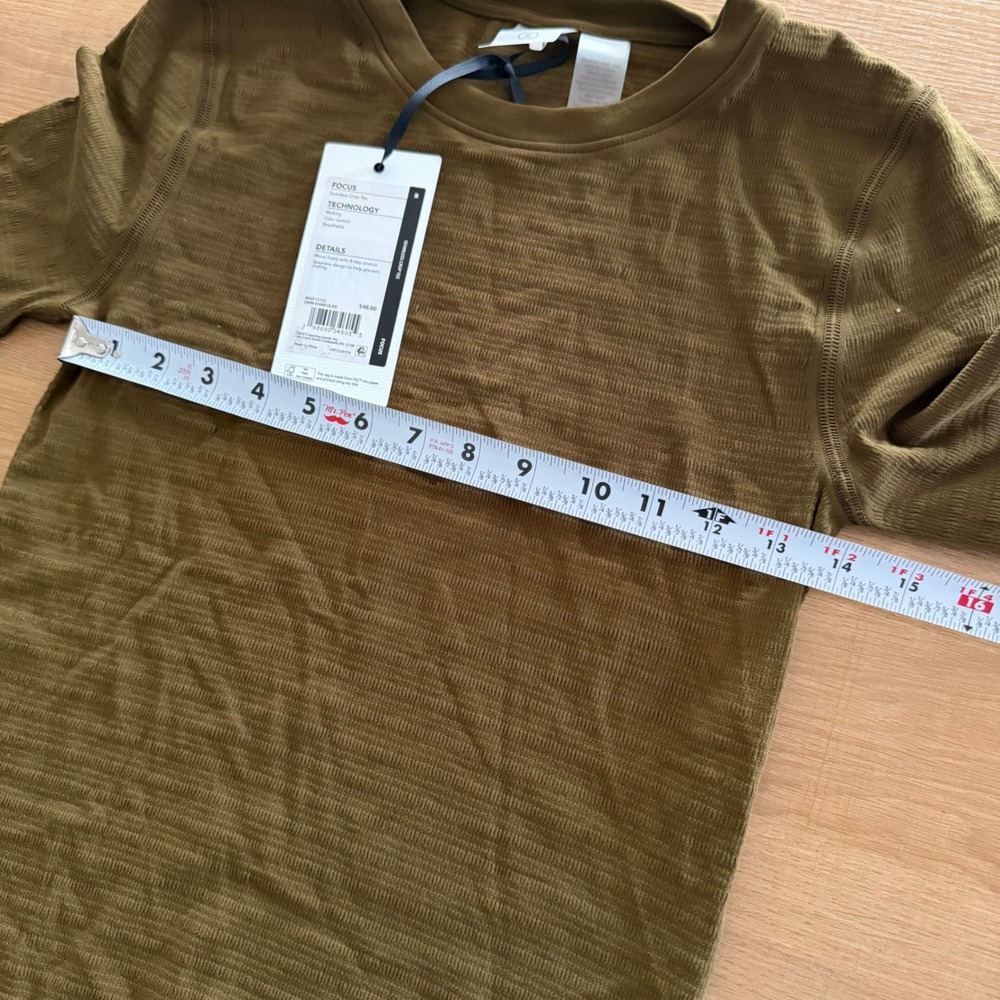 Calia Focus Seamless‎ Crop Tee Dark Khaki Olive Green Womens Medium NWT - Picture 6 of 8